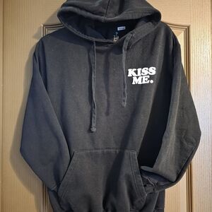 Black Hoodie with 'Kiss Me' Print